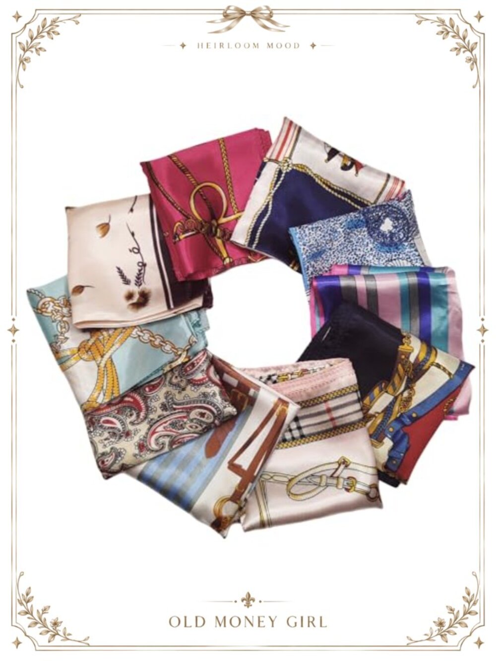 10pc Silky Satin Square Scarf Set Polyester Fashion Neckerchief